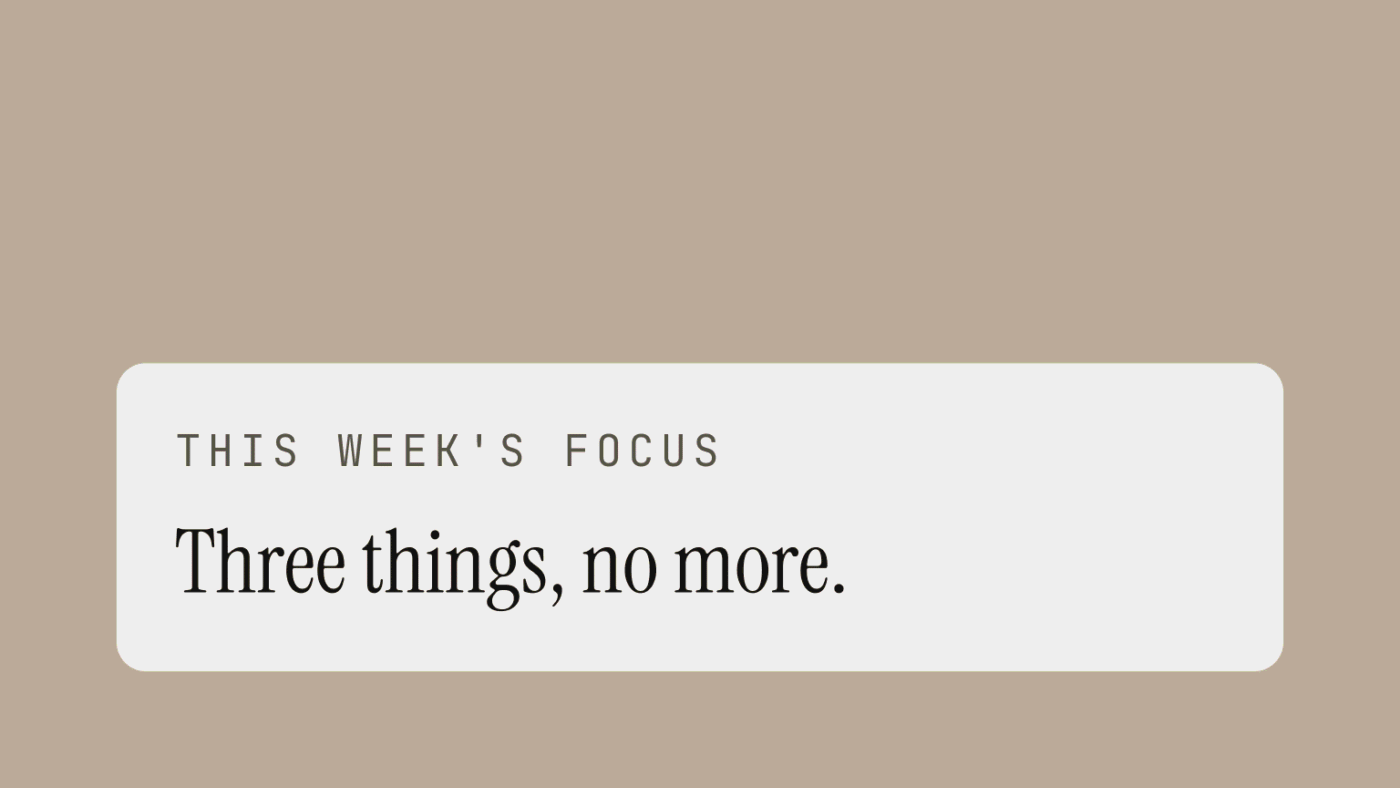 slow week — calmer planning